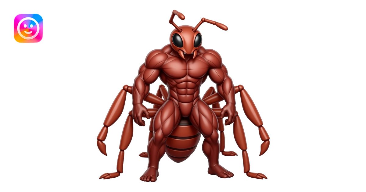 A red muscular ant, cartoon style emoji | AI Emoji Generator