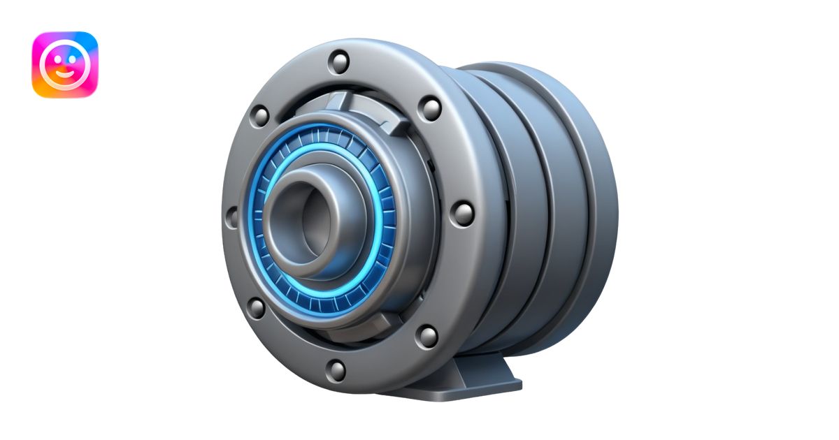 Powerful modern gray engine emoji, thick industrial metal body ...