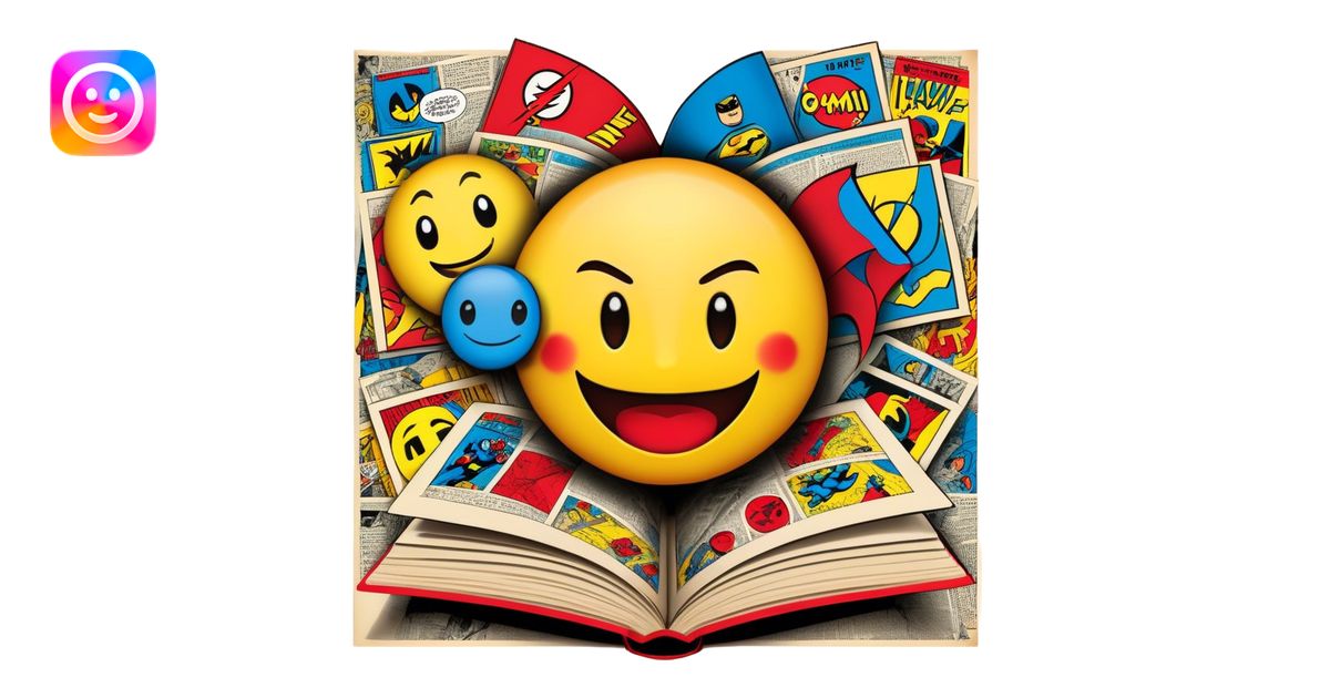 Create a vibrant emoji, representing comic books and graphic novels as ...