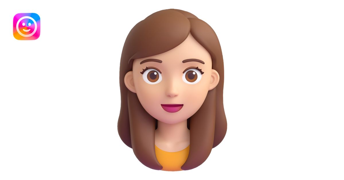 white girl with brown hair, 3d fluent emoji style emoji | AI Emoji ...