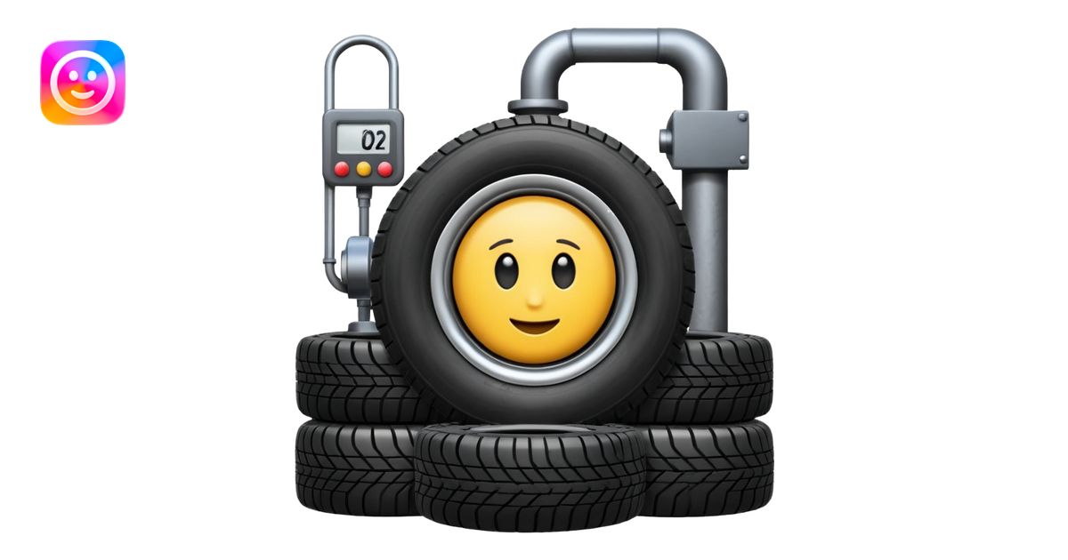 please draw me a emoji of tire - inside the manufacturing factory ...