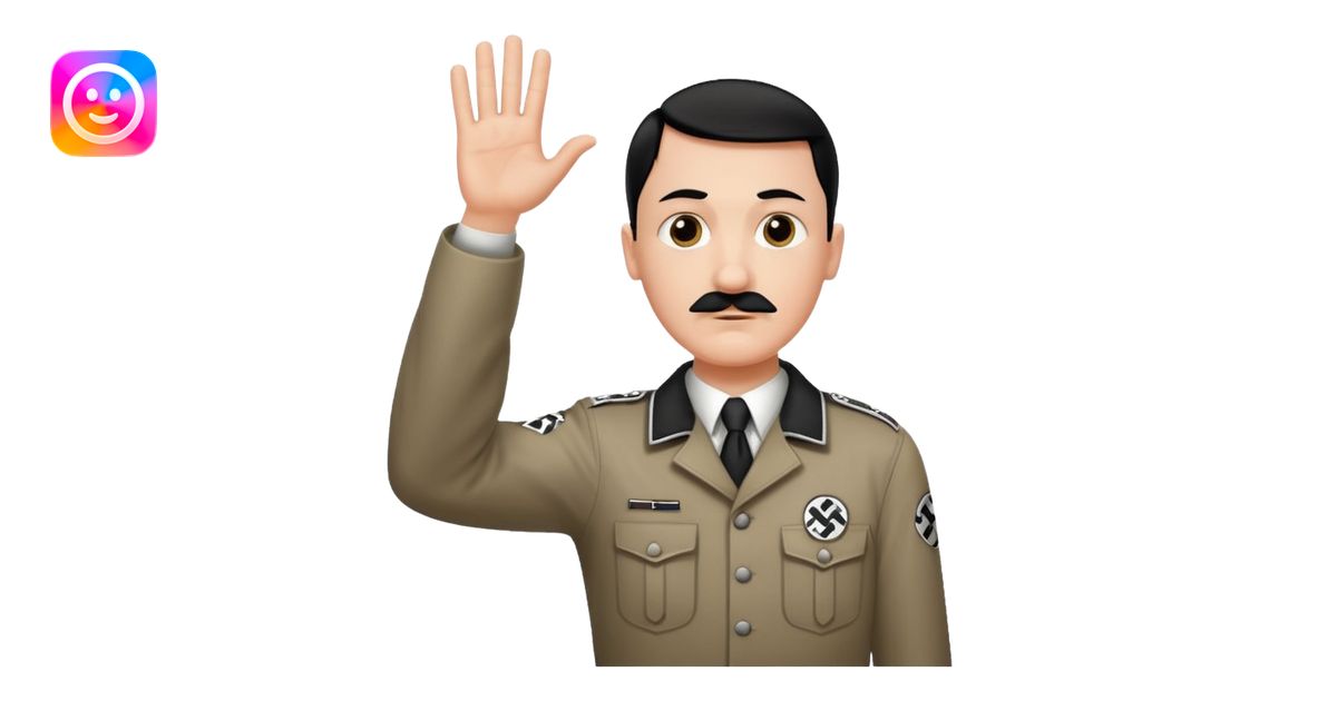 Hitler salute with nazi symbol on shirt emoji | AI Emoji Generator