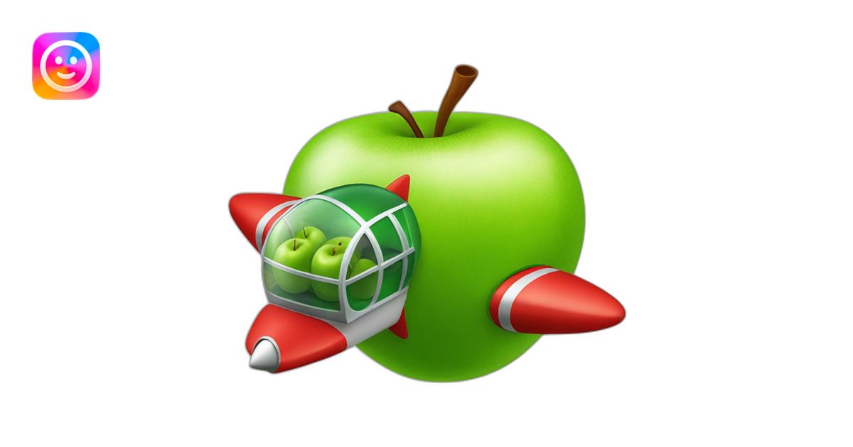 green apple on a red rocket ship emoji | AI Emoji Generator