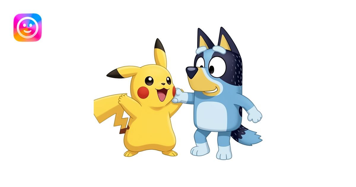 Pikachu vs bluey fight emoji | AI Emoji Generator