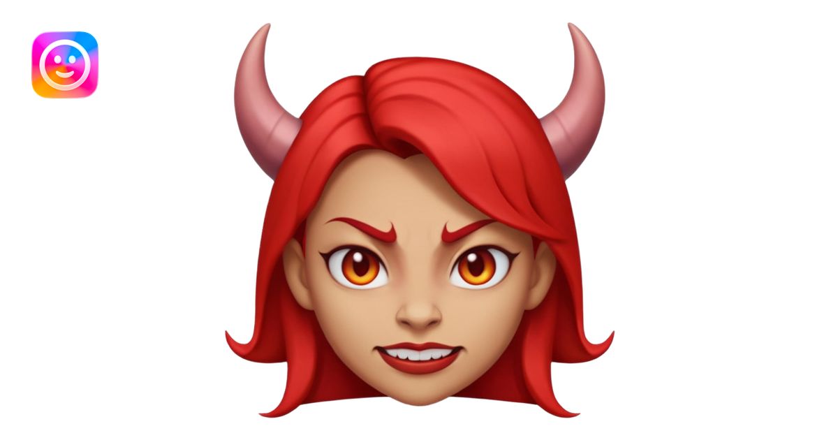 woman Demon cartoon emoji character, head and shoulders included (chest ...