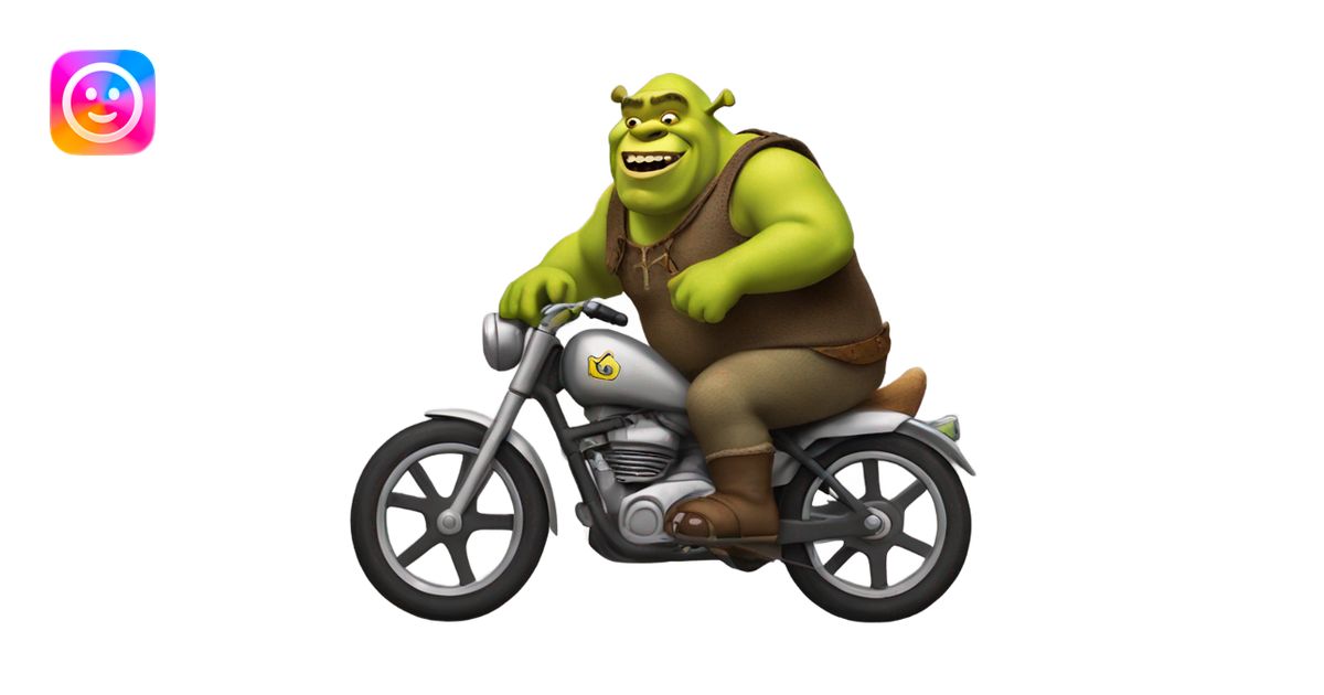 Shrek on a bike emoji | AI Emoji Generator