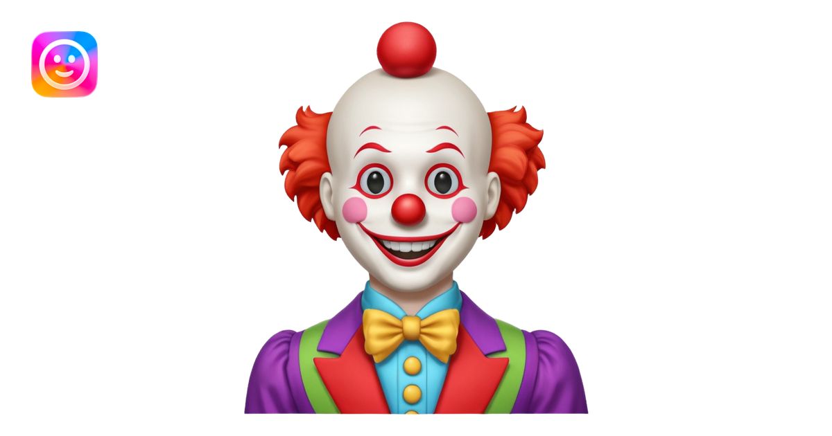 A white animatronic humanoid male clown mannequin emoji | AI Emoji ...