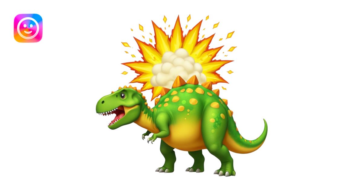 Dinosaur farting out a explosion emoji | AI Emoji Generator