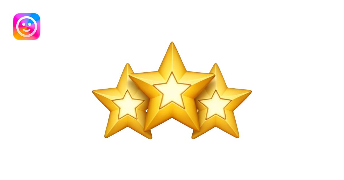 3 golden stars, one big in the center and two smaller on the sides ...