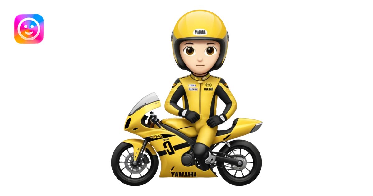 yamaha motorcycle racer with full face helmet emoji | AI Emoji Generator