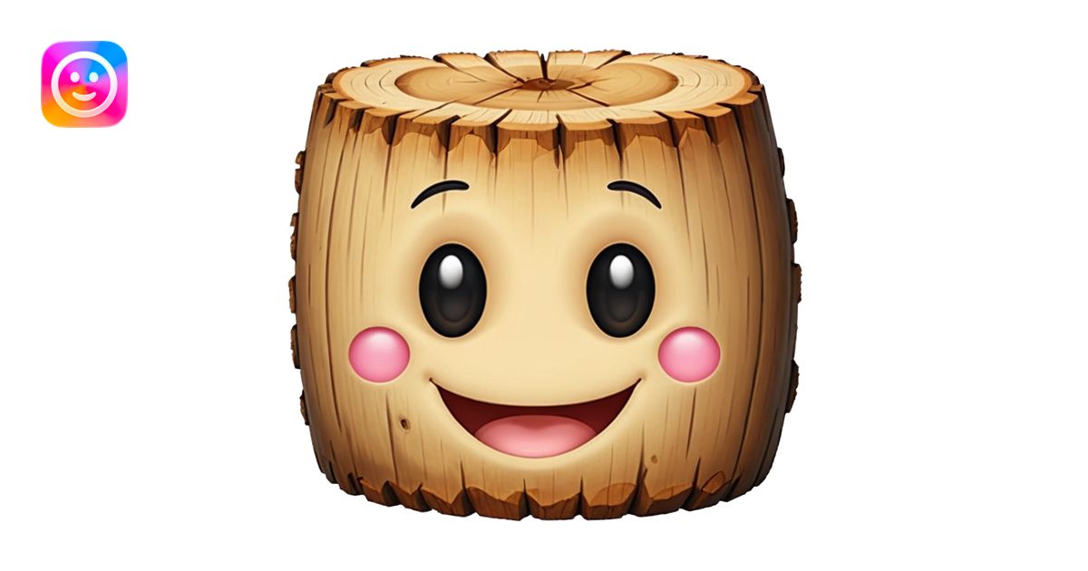 a log emoji. the top of the log is a smiley face with two small dots ...