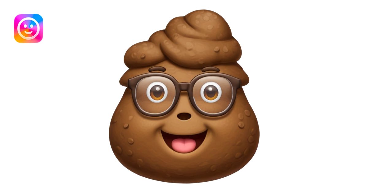 A poop (excrement) with glasses emoji | AI Emoji Generator