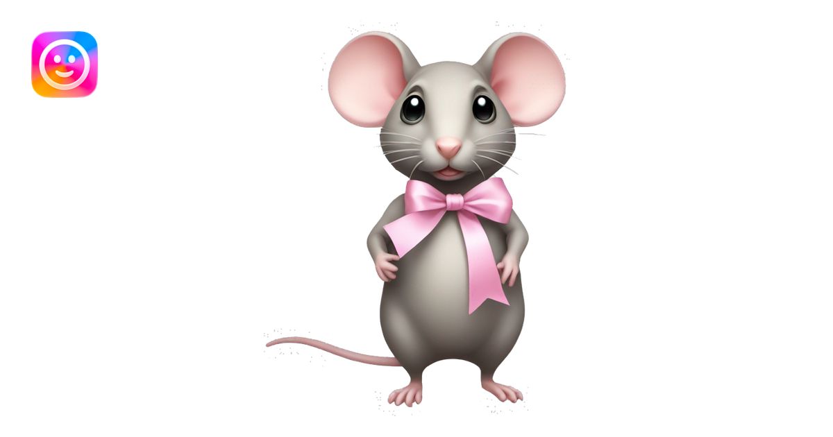 full body fat rat with light pink ribbon bow emoji | AI Emoji Generator