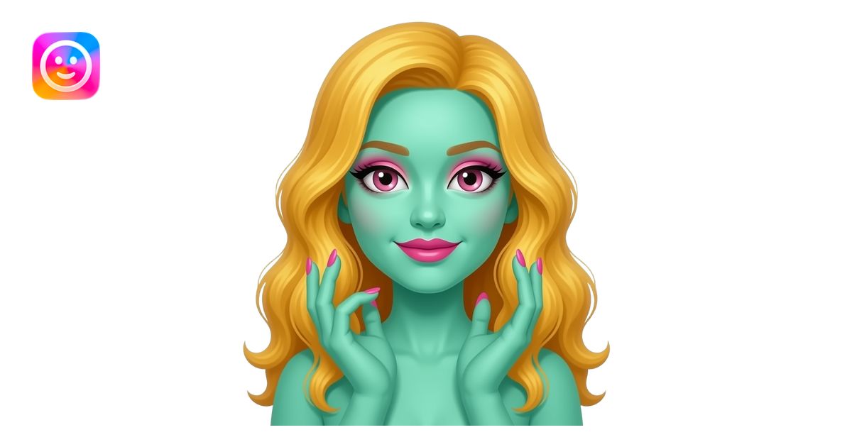 A Seafoam Green Squid who Wear pink Eye makeup And magenta Lips and ...