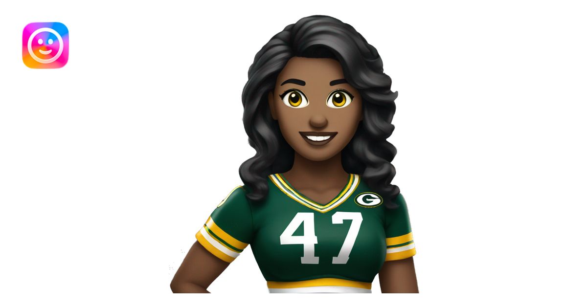 nfl glamourous cheerleader, black hair, Green Bay packer emoji | AI ...