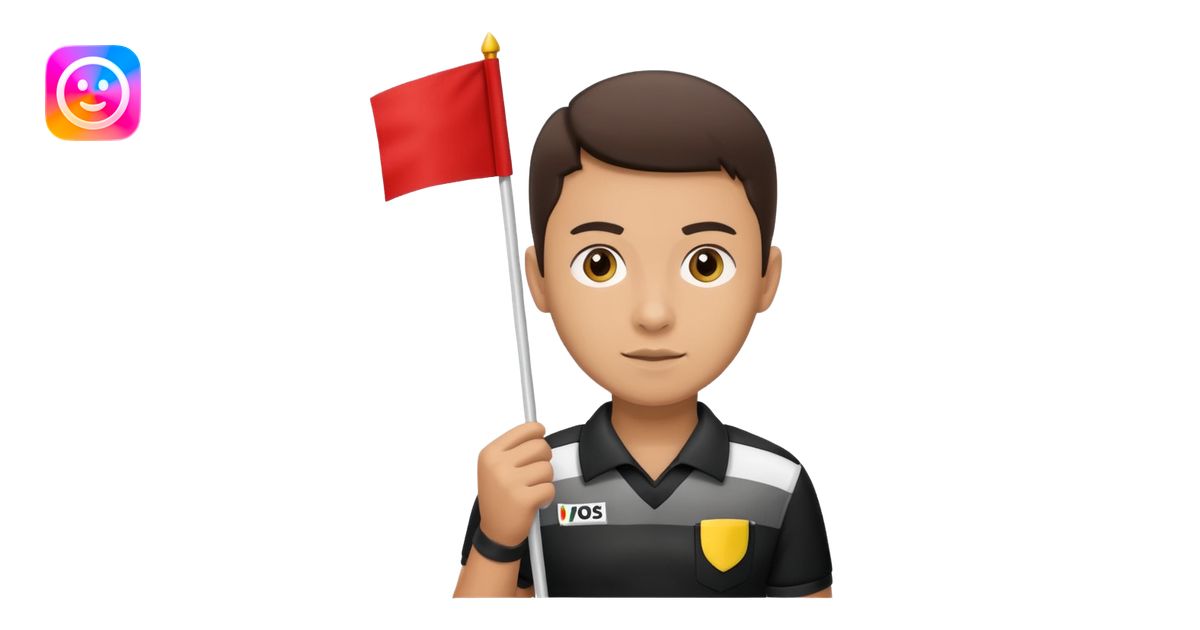 A young referee holding a flag, focused on the match. emoji | AI Emoji ...