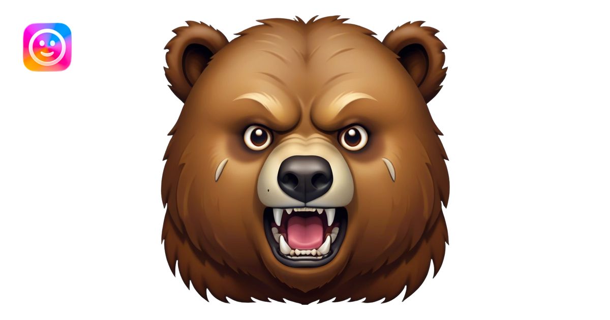 rough grizzly bear with a big nasty scar across his face, violent emoji ...