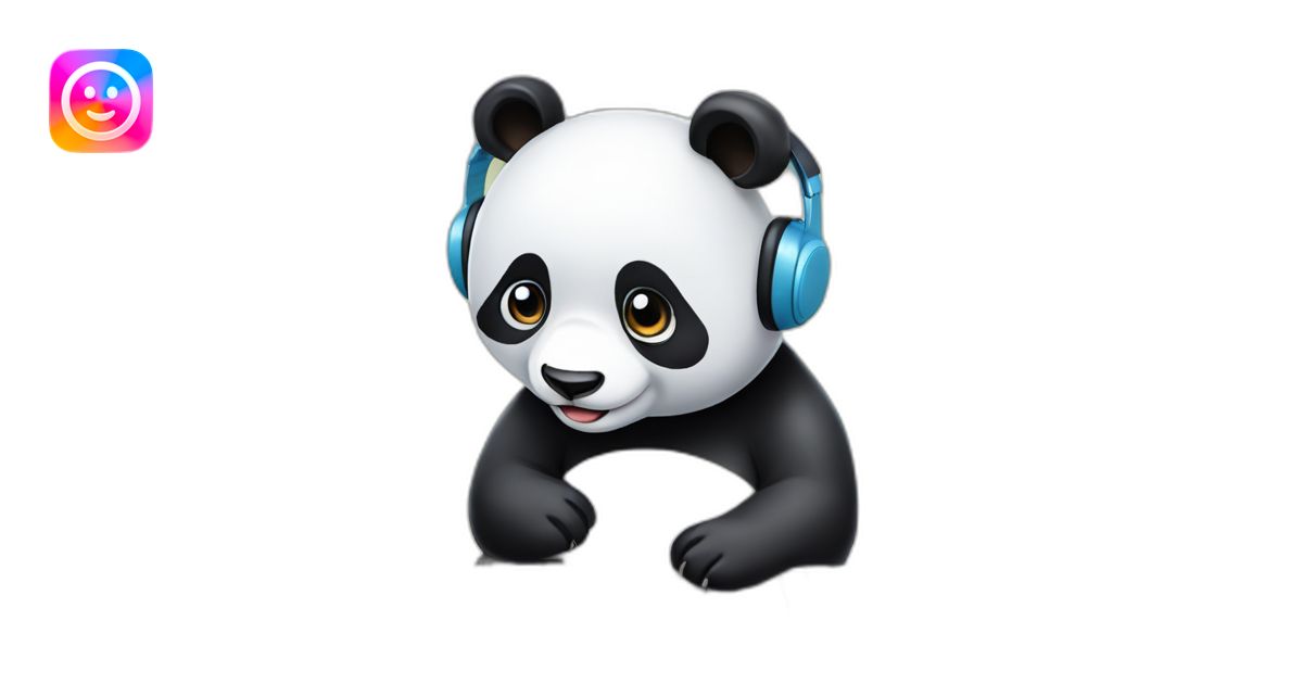 panda wearing a headset typing on the PC keyboard emoji | AI Emoji ...