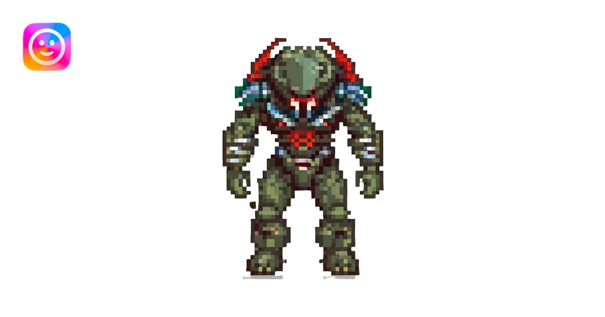 Predator, pixel art style, compact, retro video game look, simple ...