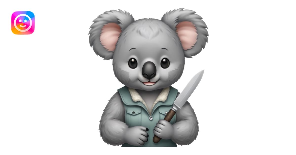 Female koala with knife emoji | AI Emoji Generator