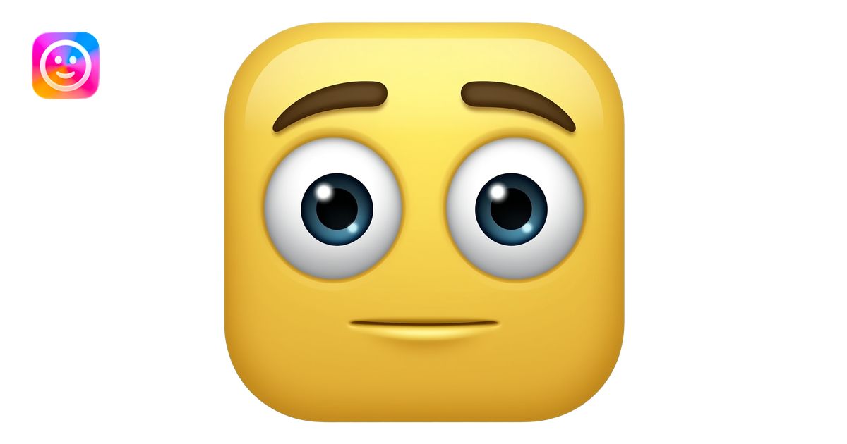distorted ios yellow emoji face with big bulging,extended eyes that ...