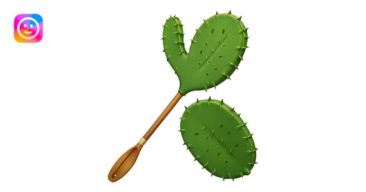 Create a single emoji of a Mexican edible nopal cactus, without thorns ...
