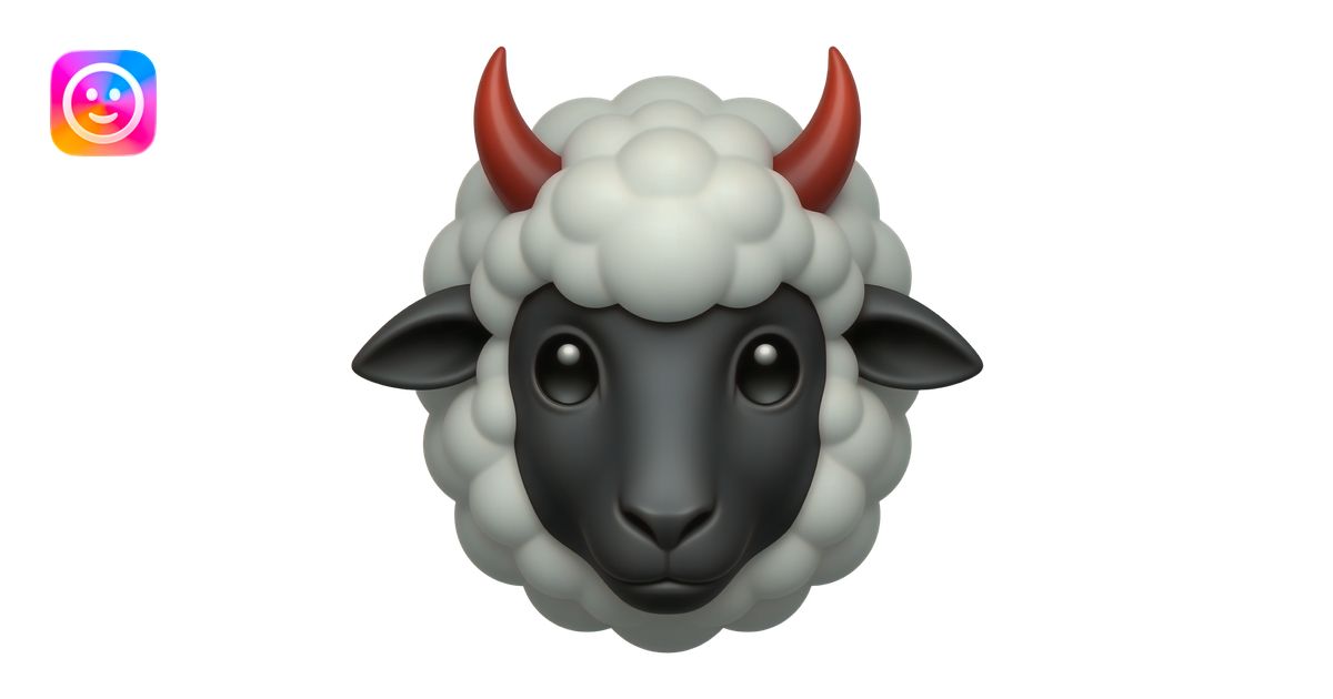 Black sheep head emoji with devil horns emoji | AI Emoji Generator