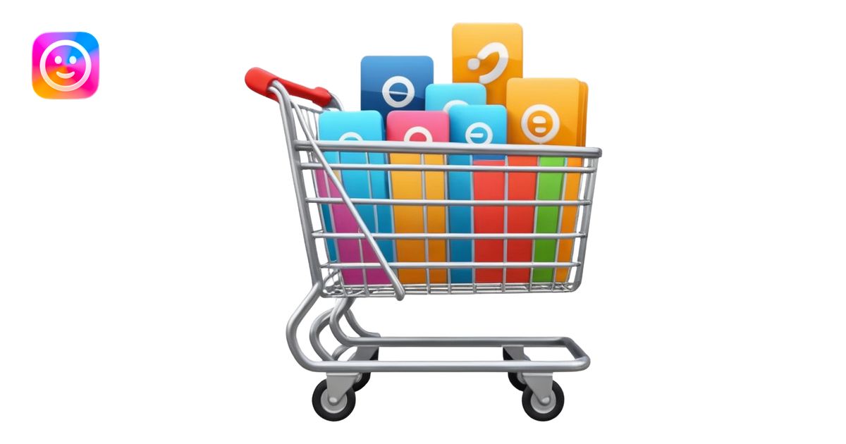 Digital shopping cart filled with online products, clean minimal UI ...