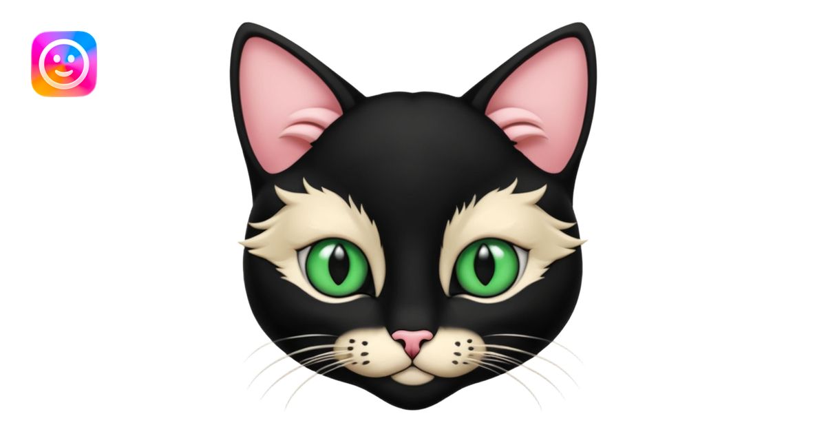Chat noir et blanc avec des yeux verts et l' intérieur des oreilles ...