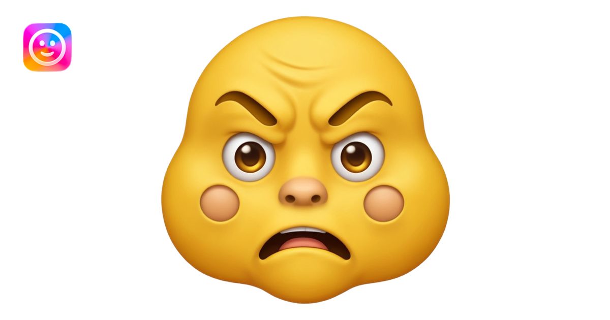 yellow emoji face making a 'grrrr' expression, scrunched nose, intense ...