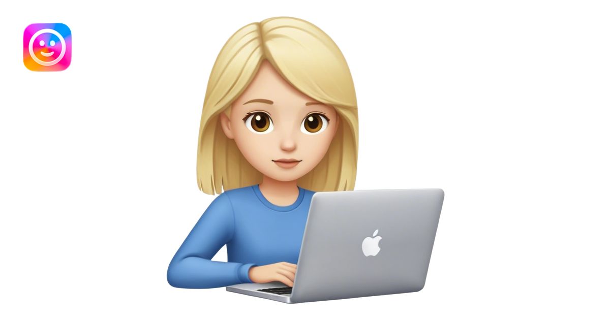 blonde girl sitting at laptop emoji | AI Emoji Generator