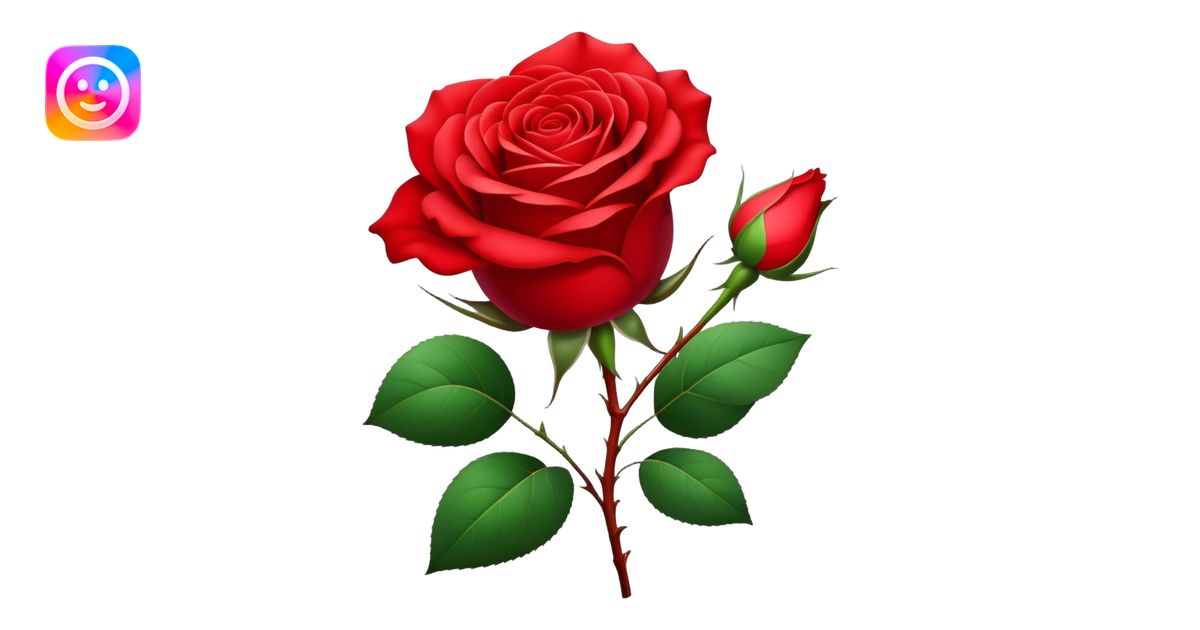 Realistic rose of Bittersweet red color in glamour style emoji | AI ...