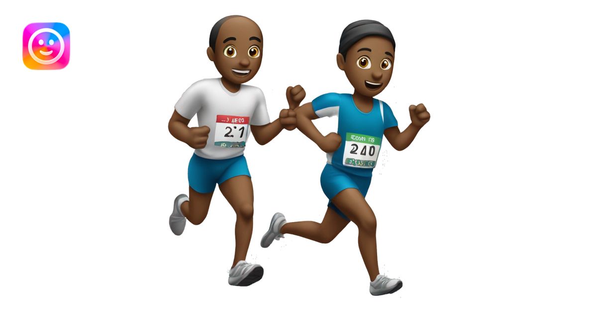 Two runners doing the relay race with a stick emoji | AI Emoji Generator