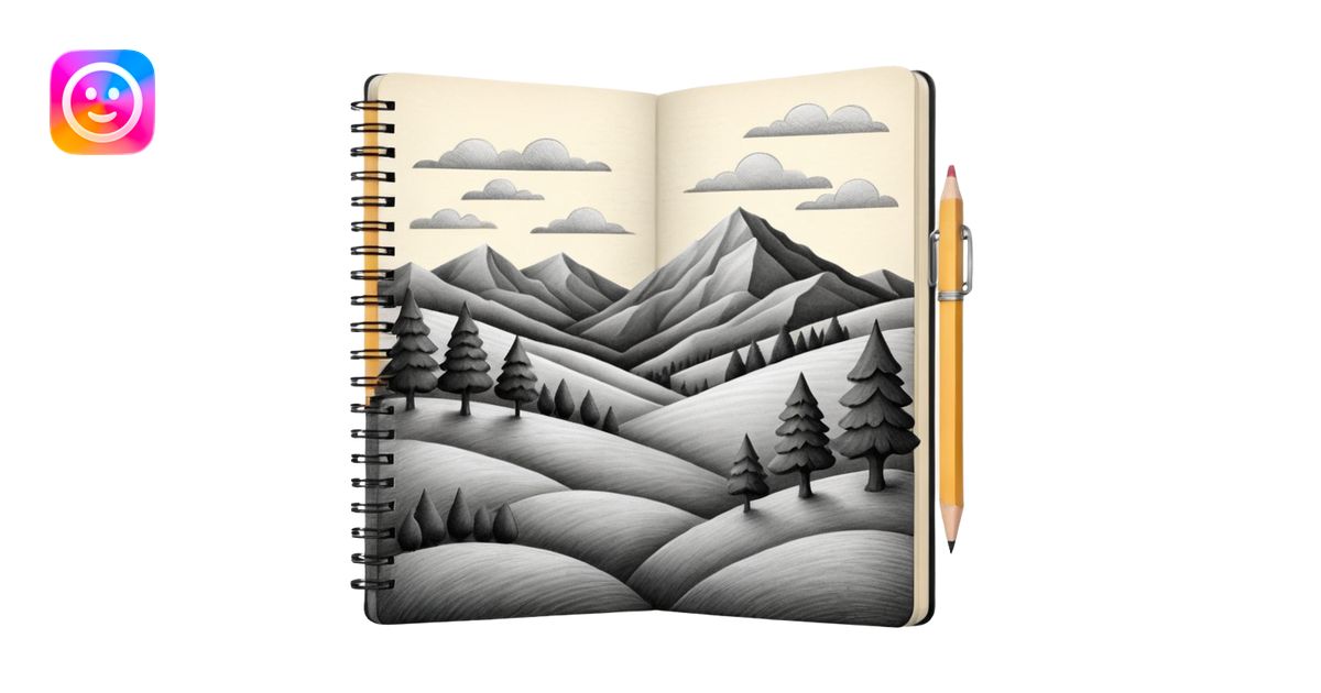 a pencil drawing in a notebook emoji | AI Emoji Generator