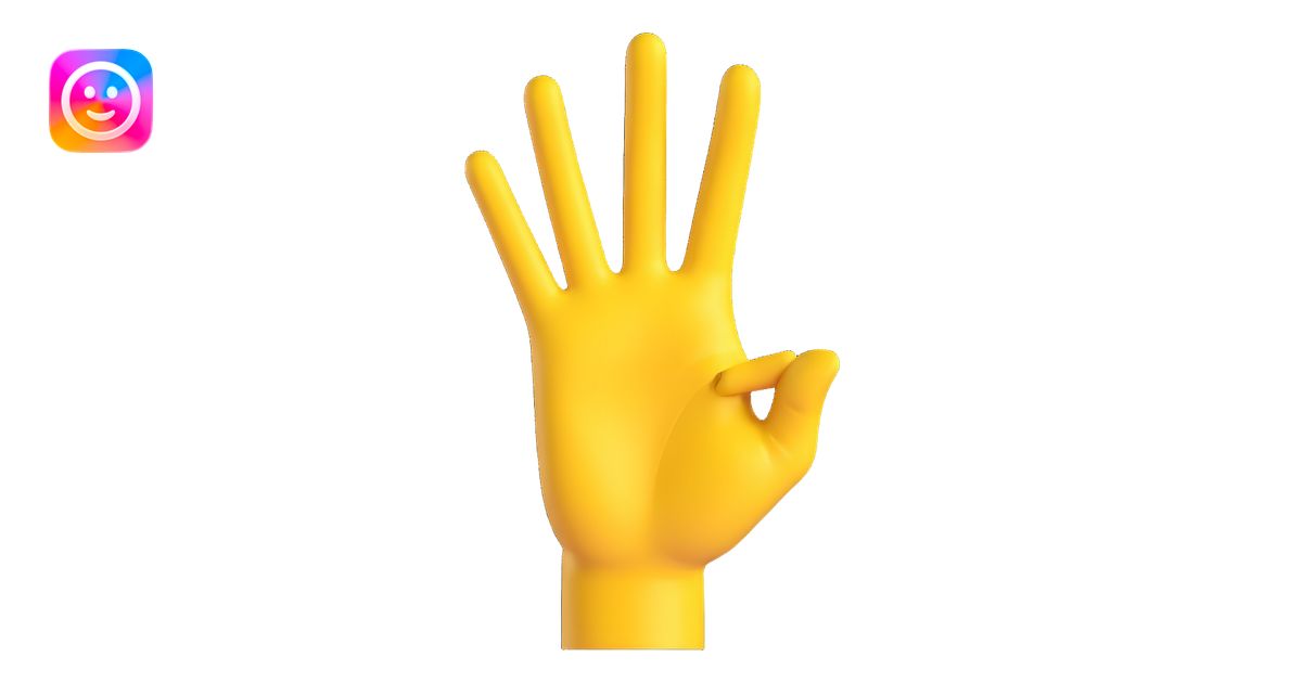 Create an 'OK' hand sign emoji with a yellow hand in the same 3D emoji ...