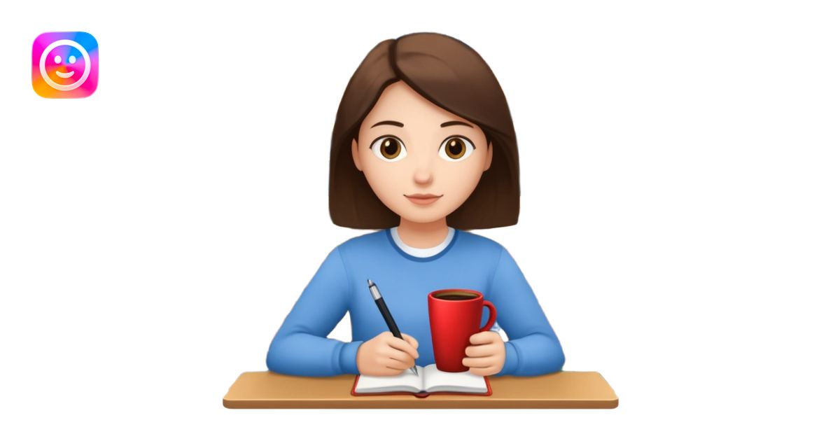 Student + notes + mug, Library Visitor. emoji | AI Emoji Generator