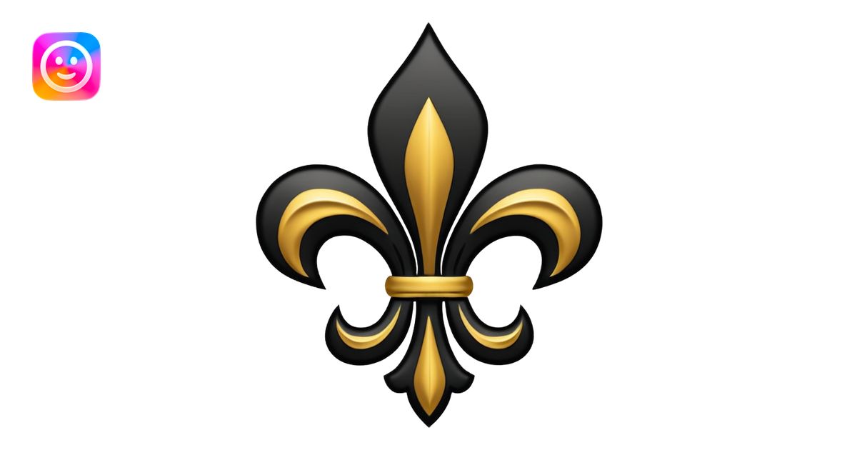 black Louisiana state outline with a gold fleur di lis emoji | AI Emoji ...