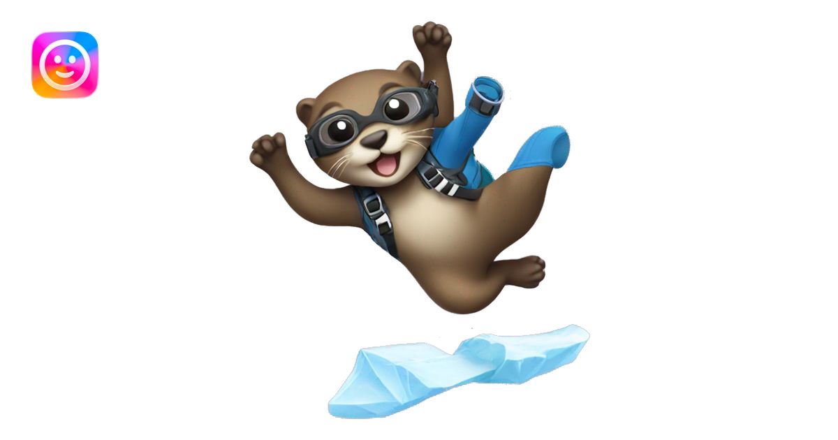Skydiving otter, with a tag that says ice emoji | AI Emoji Generator