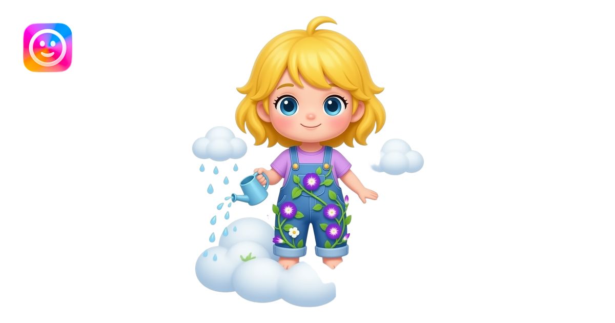 A chibi girl from a greenhouse in the clouds, full body, soft orchid ...