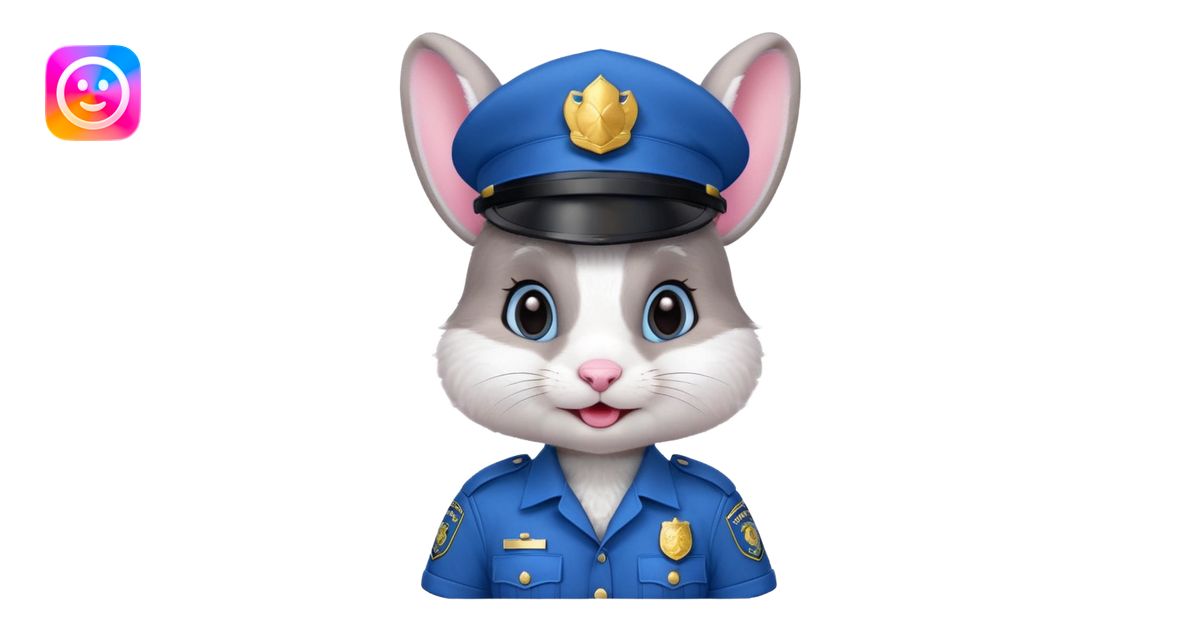 cute Rabbit police, blue uniform including helmet of uniform emoji | AI ...