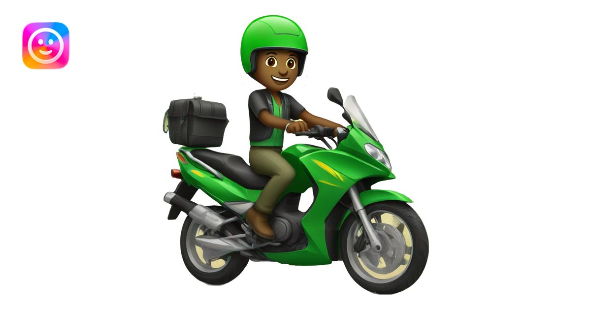 a green boda boda rider in kenya emoji | AI Emoji Generator