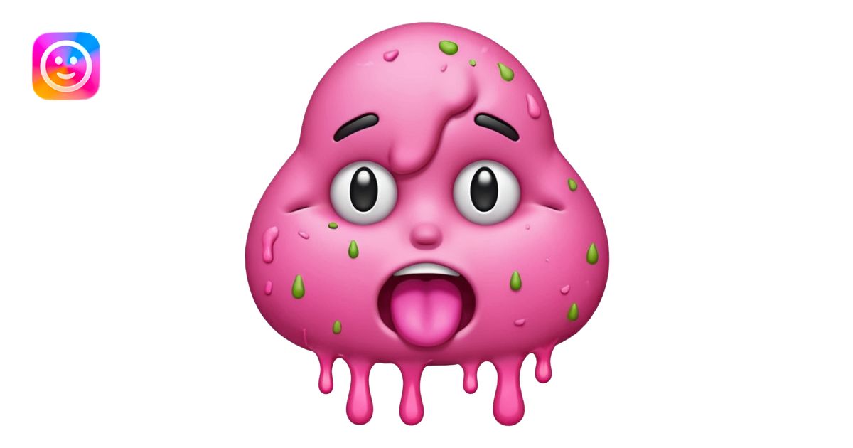 A vomiting emoji with pink vomit emoji | AI Emoji Generator