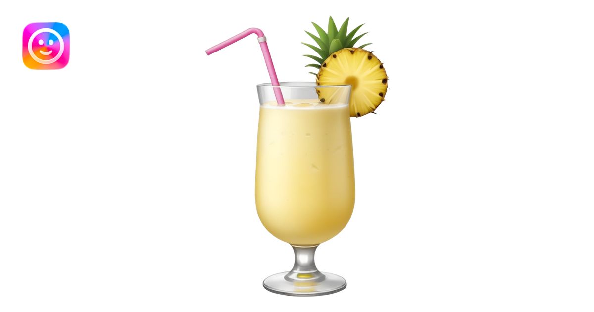 Pina Colada – coconut or glass with pineapple slice and straw emoji ...