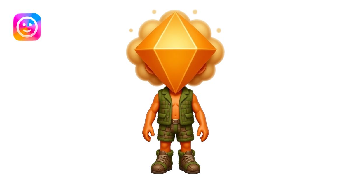 A full-body character with a massive, diamond-shaped head and a ...