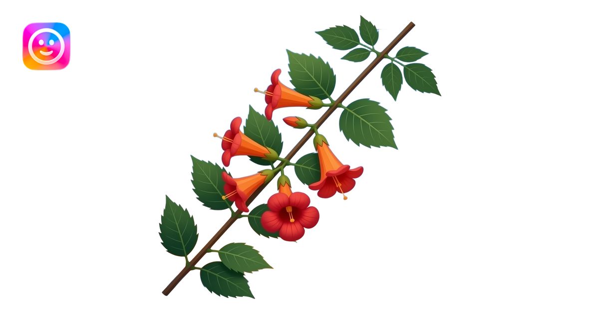 Realistic circular image (no white border): Campsis (tubular red‑orange ...
