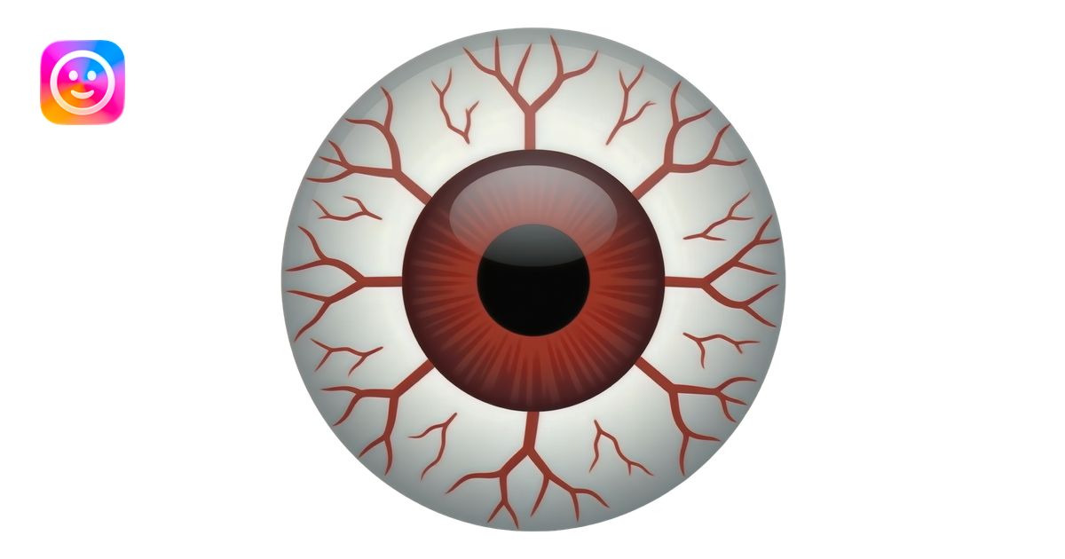 A vector-style emoji design of a bloodshot eyeball. The white part is ...