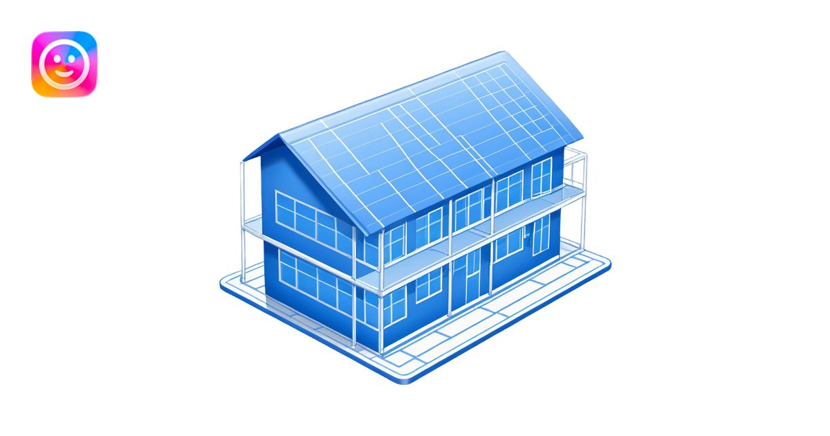 blue blueprint plan with white lines, side view emoji | AI Emoji Generator