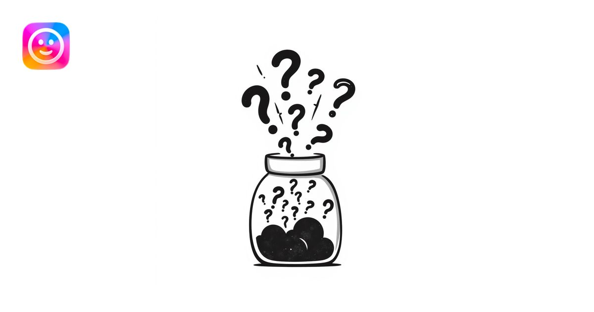 glass jar filled with question marks, hand-drawn doodle style emoji ...