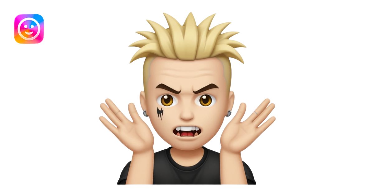 punk emoji, hardcore rock face emoji with hands emoji | AI Emoji Generator