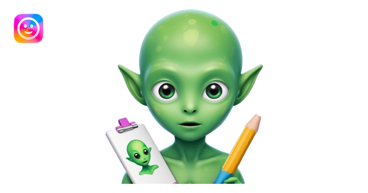 Alien kid drawing stars emoji | AI Emoji Generator